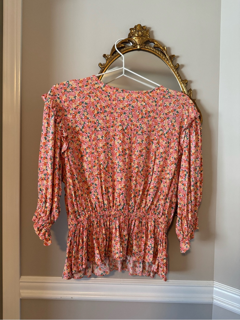 Floral Peplum Blouse - Pink Multi